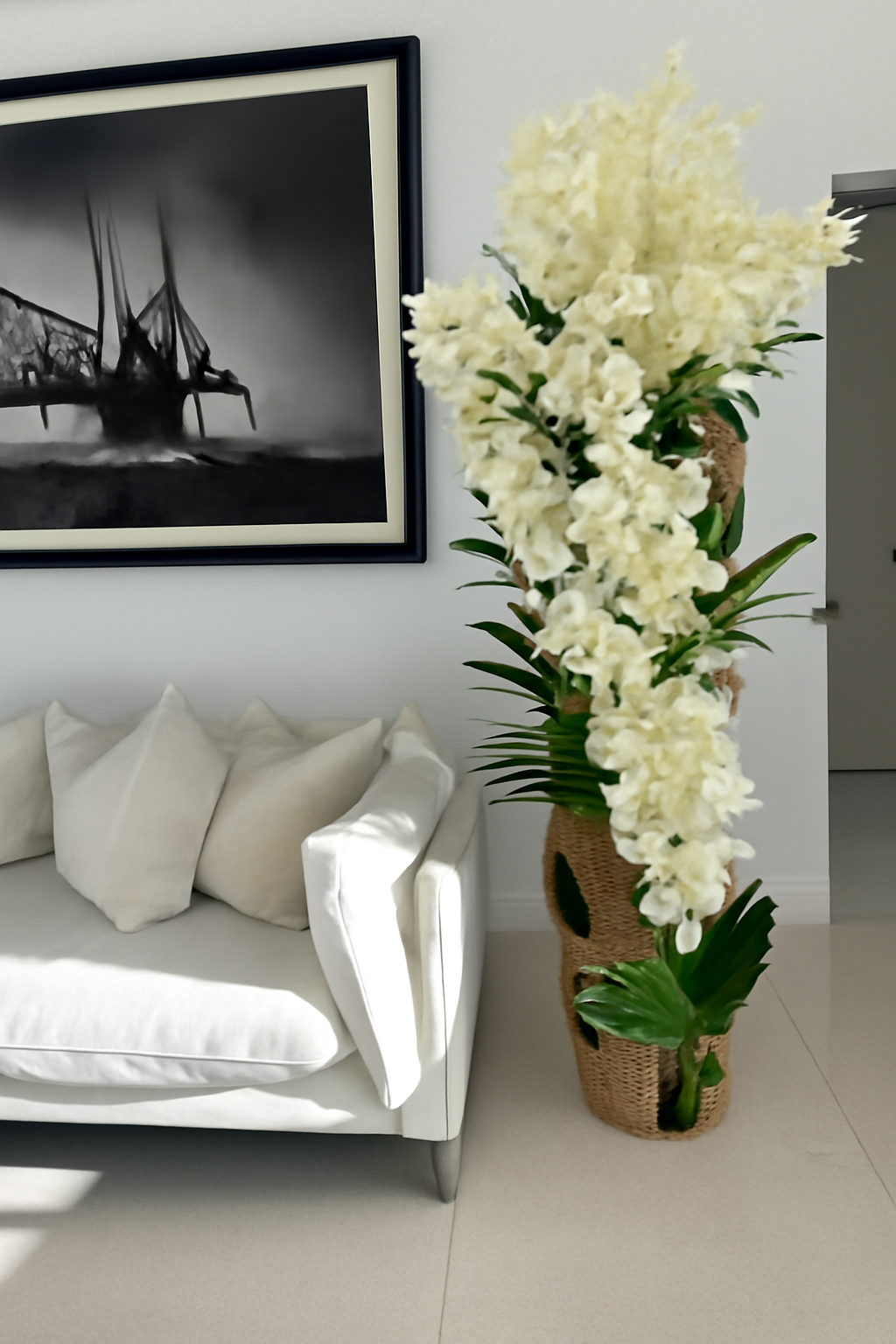 Orchidée artificielle Vanda Grand en teck