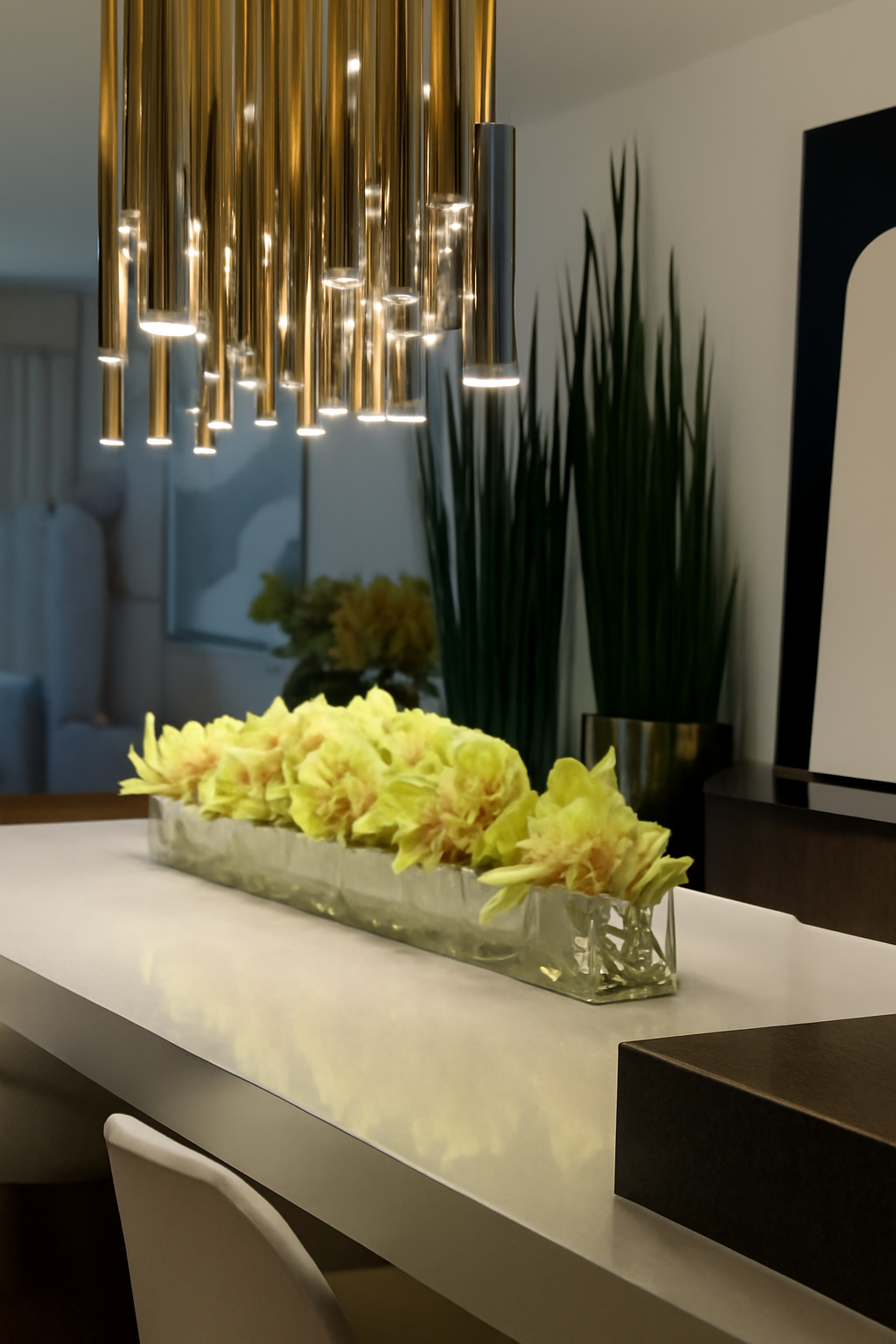 Orchidée artificielle Cymbidium 122 cm verte