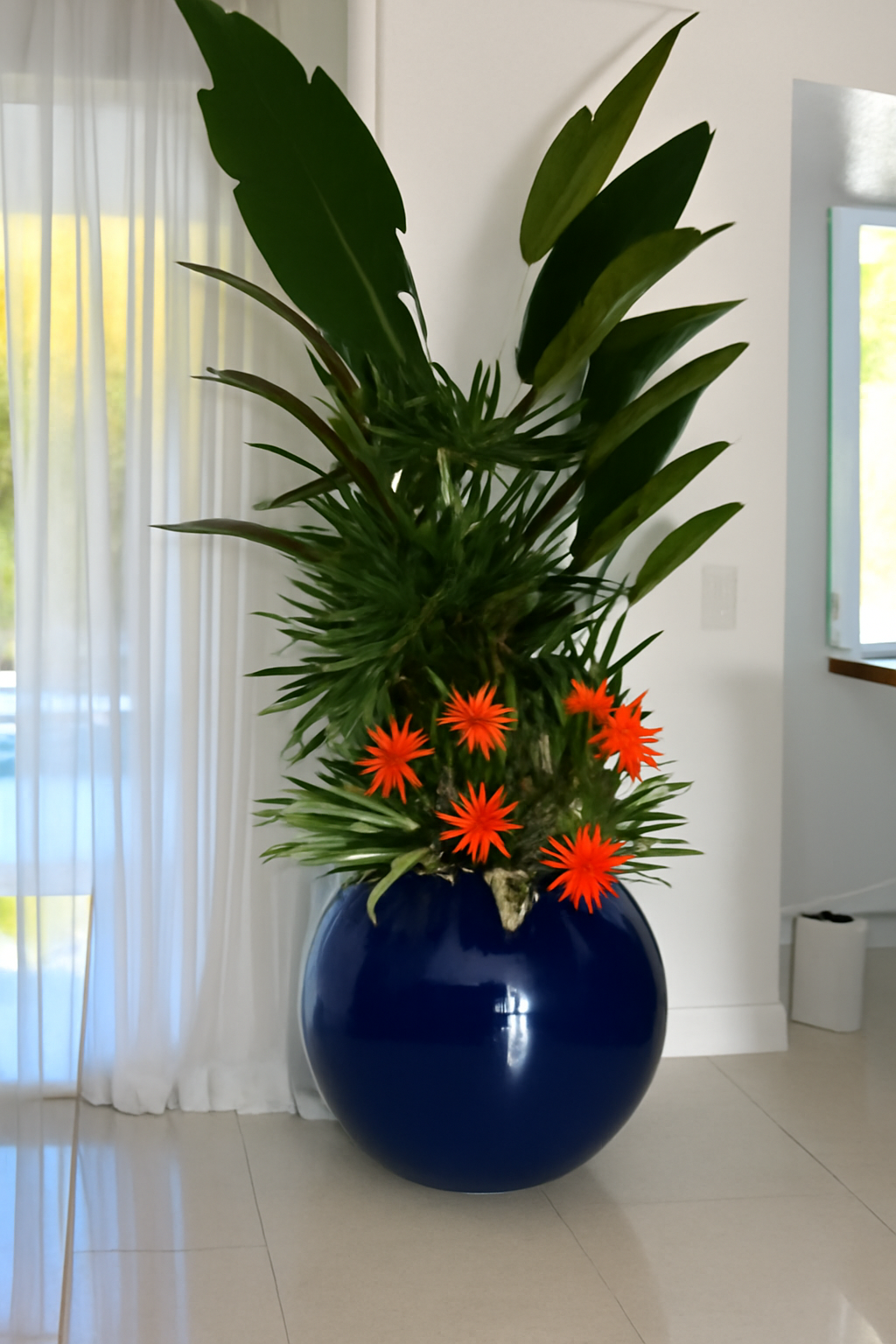 Fleur artificielle Oiseau de Paradis bleue
