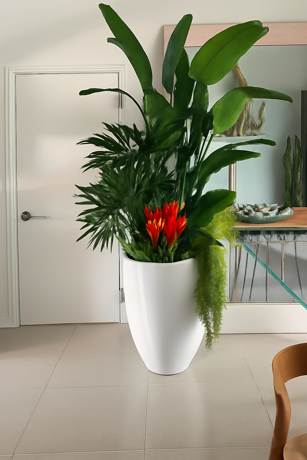 Fleur artificielle Oiseau de Paradis blanche