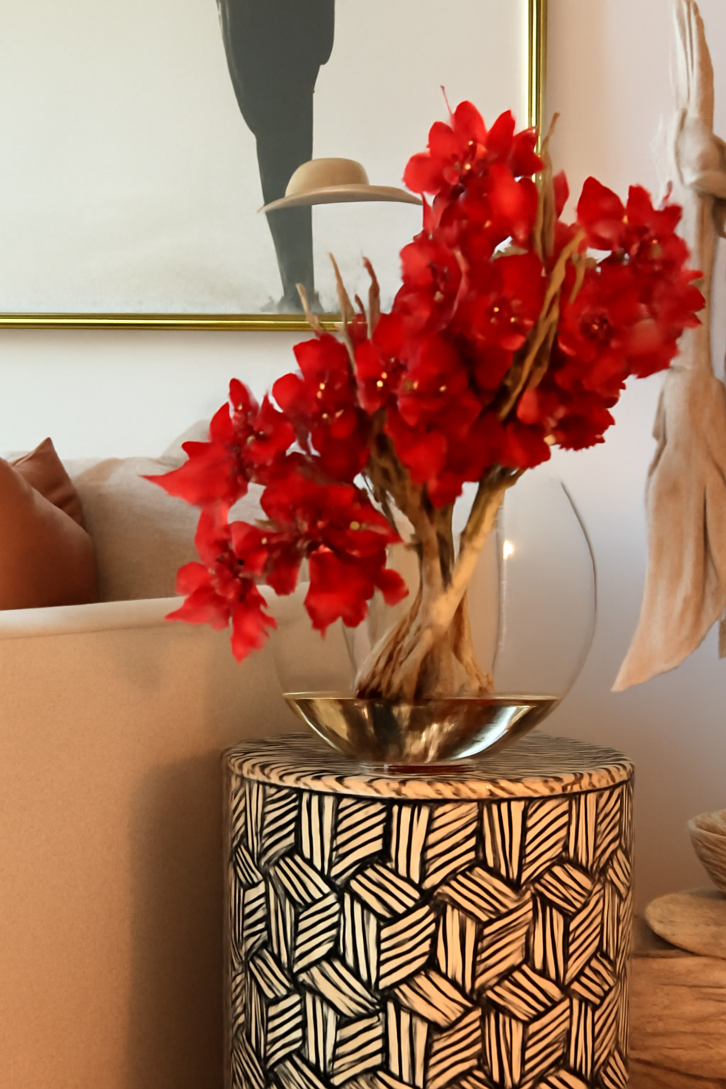 Orchidée artificielle Cymbidium rouge